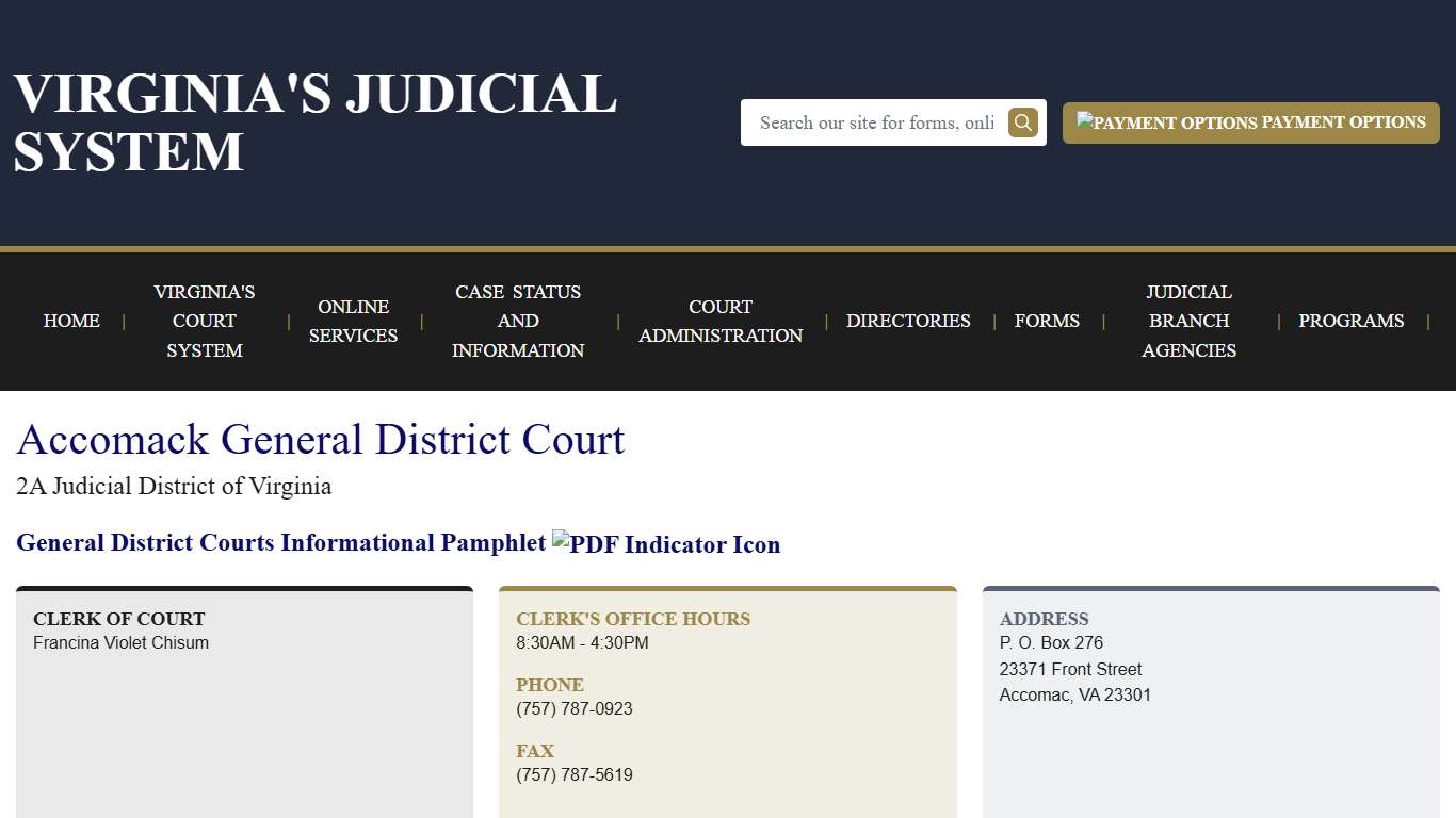 Accomack General District Court Virginia Court System