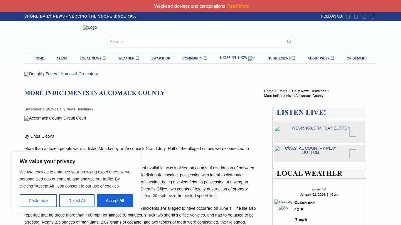 More Indictments in Accomack County - Shore Daily News